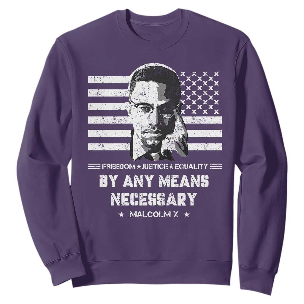 Malcolm X Sweatshirt By Any Means Necessary American Flag TS09