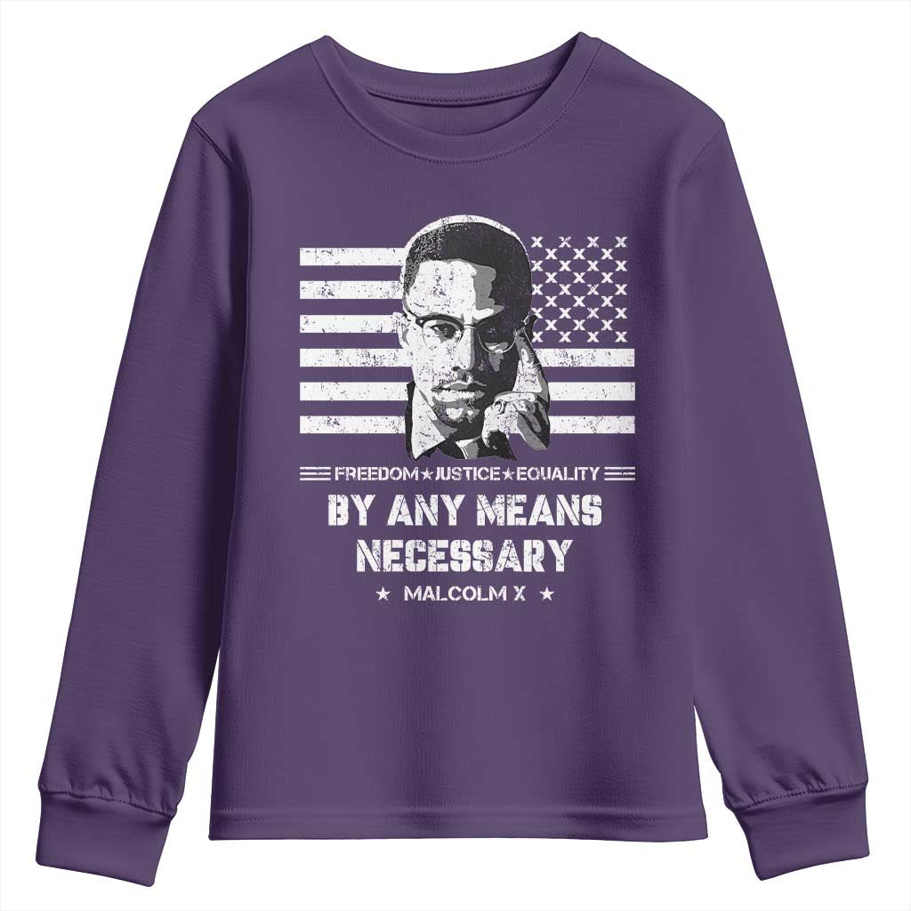 Malcolm X Youth Sweatshirt By Any Means Necessary American Flag TS09