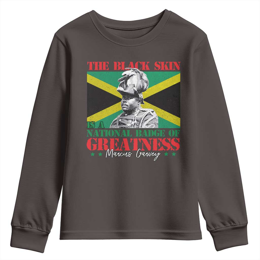 Marcus Garvey Youth Sweatshirt The Black Skin Is A National Badge Of Greatness Jamaican Flag TS09