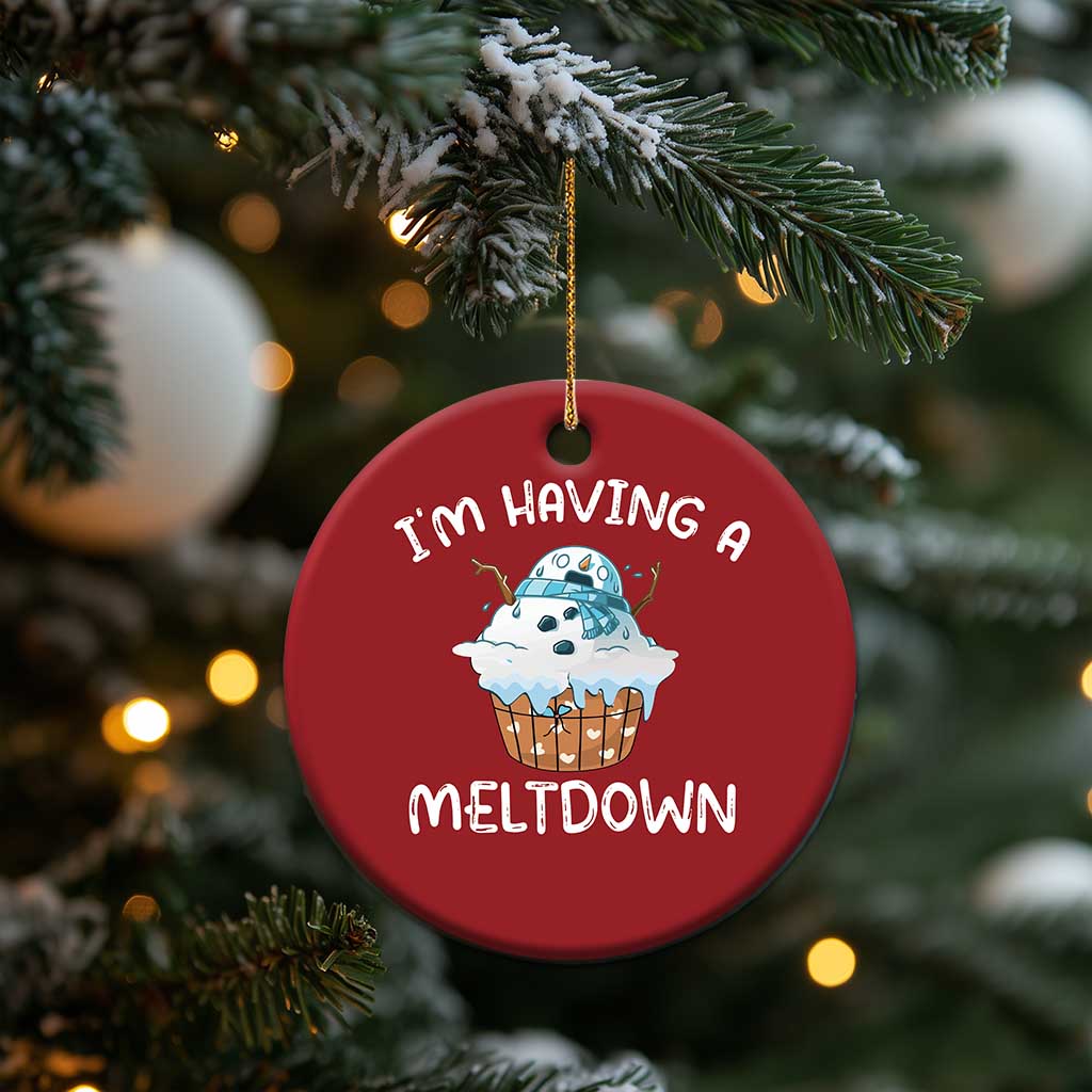 Funny Xmas Christmas Ornament I'm Having A Meltdown Snowman Melting Snow Icecream TS09