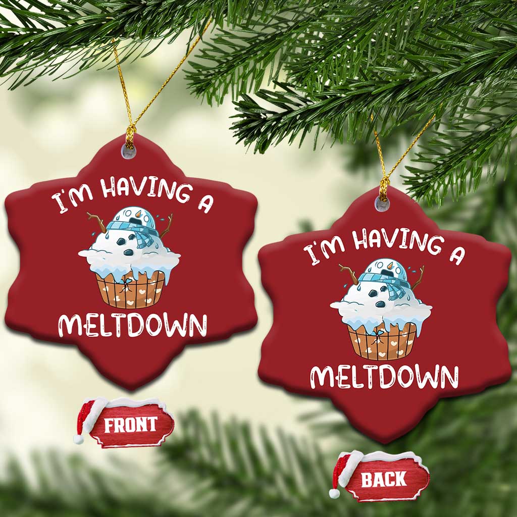 Funny Xmas Christmas Ornament I'm Having A Meltdown Snowman Melting Snow Icecream TS09
