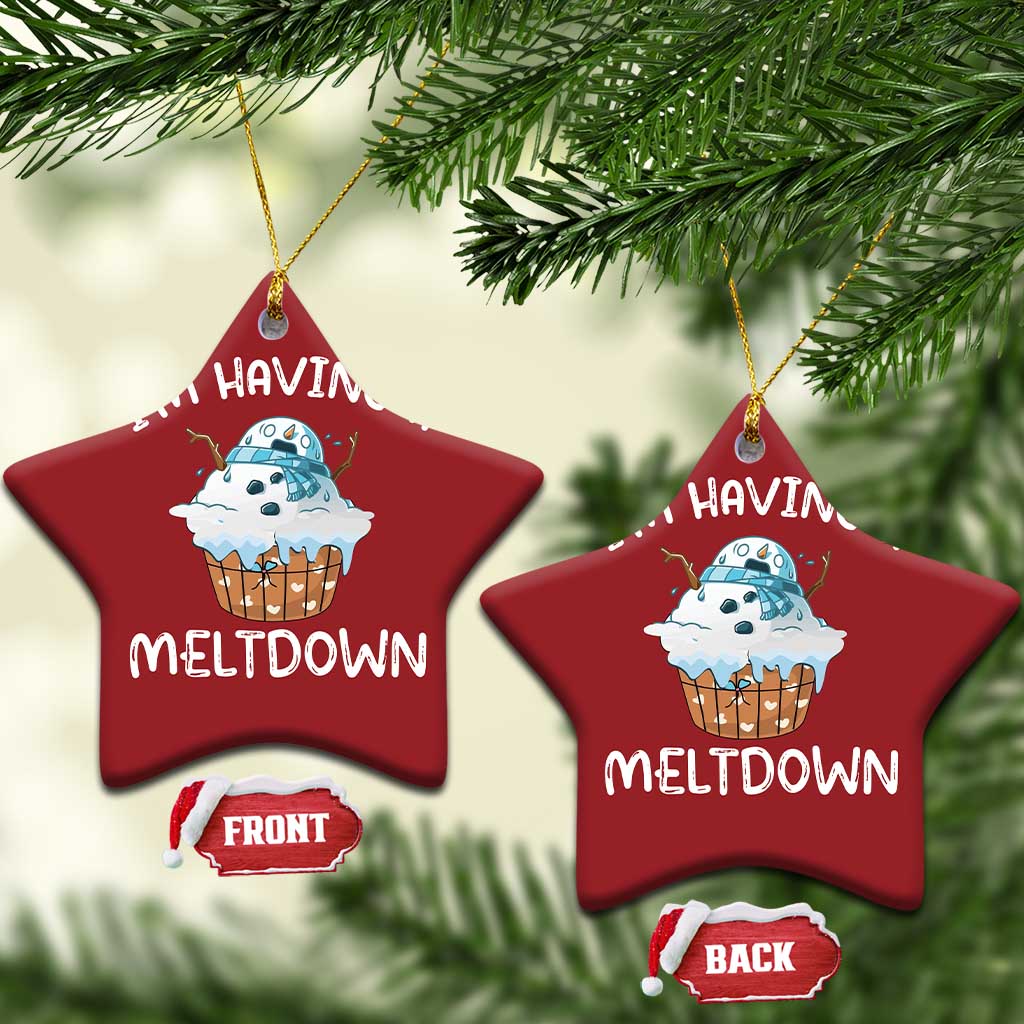 Funny Xmas Christmas Ornament I'm Having A Meltdown Snowman Melting Snow Icecream TS09