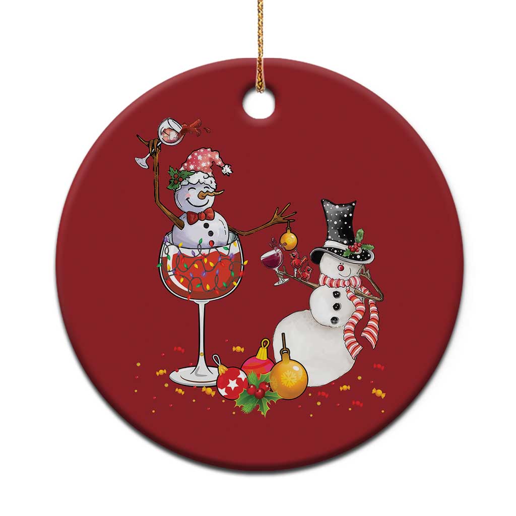 Funny Xmas Drinking Party Christmas Ornament Snowman Cheer Wine TS09