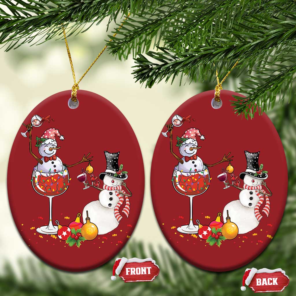 Funny Xmas Drinking Party Christmas Ornament Snowman Cheer Wine TS09