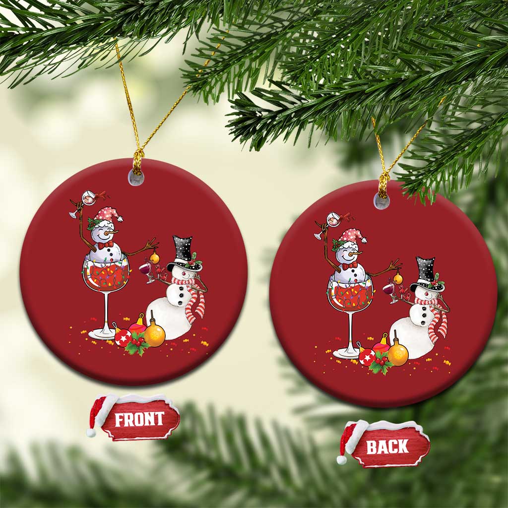 Funny Xmas Drinking Party Christmas Ornament Snowman Cheer Wine TS09