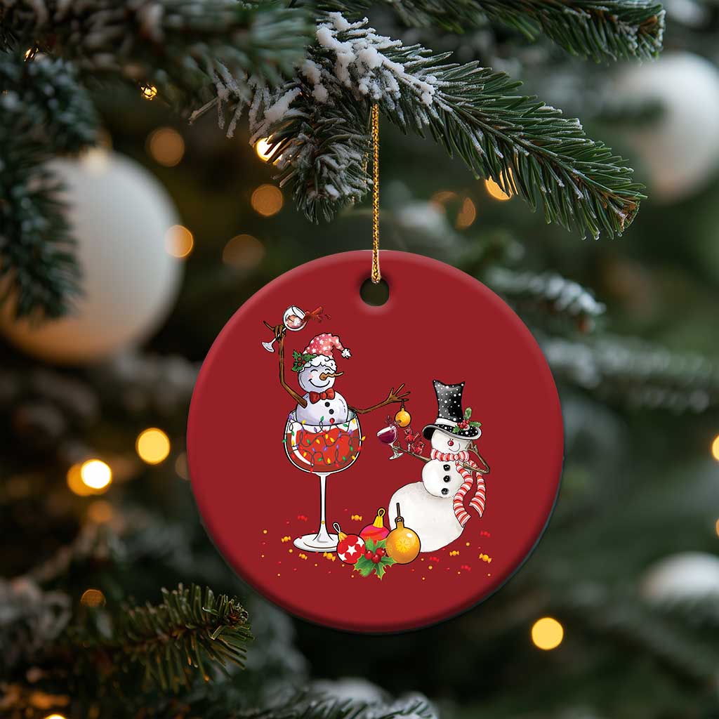 Funny Xmas Drinking Party Christmas Ornament Snowman Cheer Wine TS09