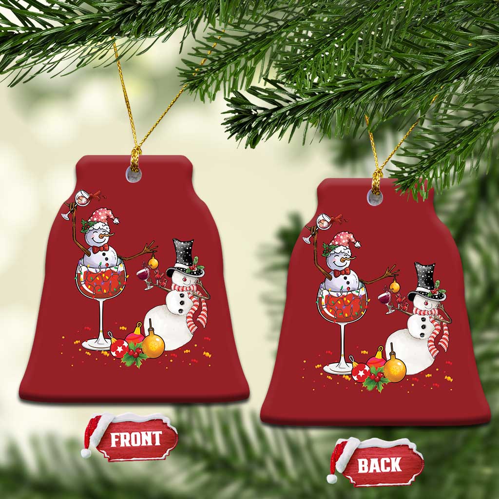 Funny Xmas Drinking Party Christmas Ornament Snowman Cheer Wine TS09
