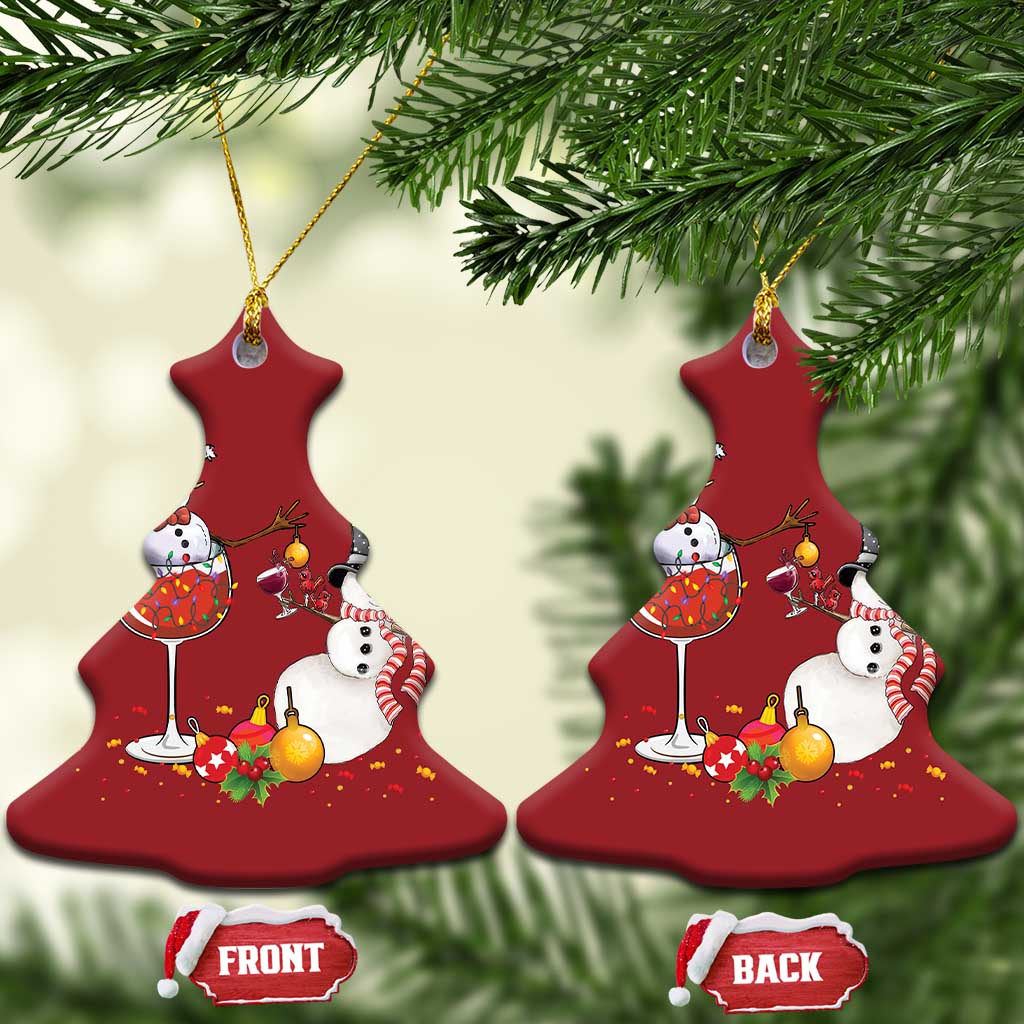 Funny Xmas Drinking Party Christmas Ornament Snowman Cheer Wine TS09