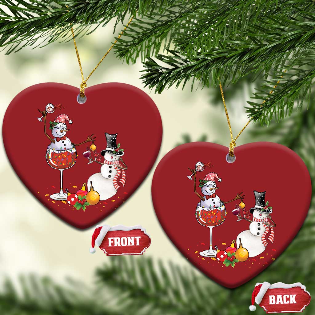 Funny Xmas Drinking Party Christmas Ornament Snowman Cheer Wine TS09