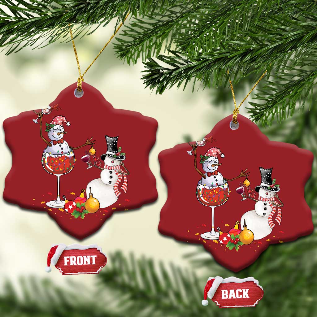 Funny Xmas Drinking Party Christmas Ornament Snowman Cheer Wine TS09