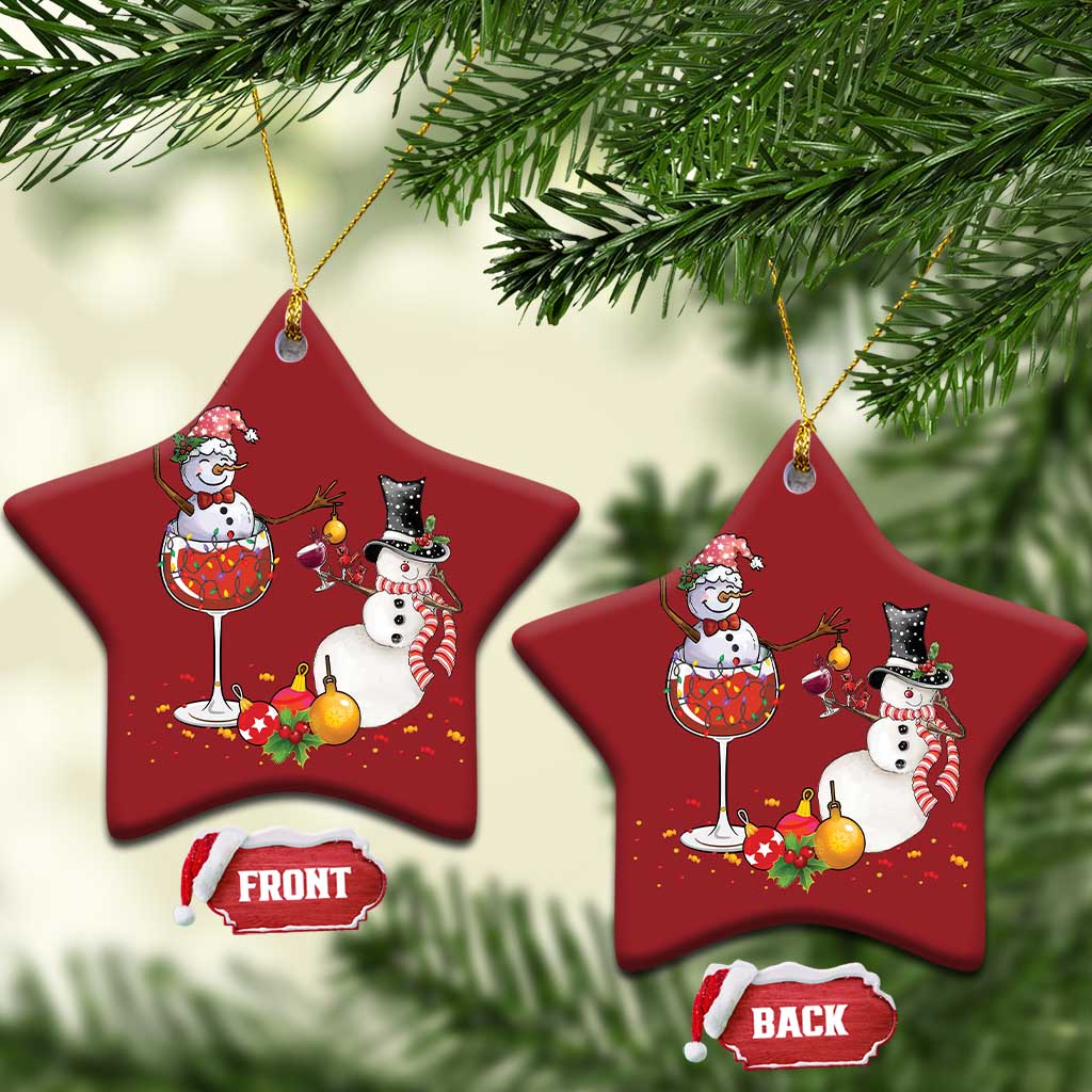 Funny Xmas Drinking Party Christmas Ornament Snowman Cheer Wine TS09