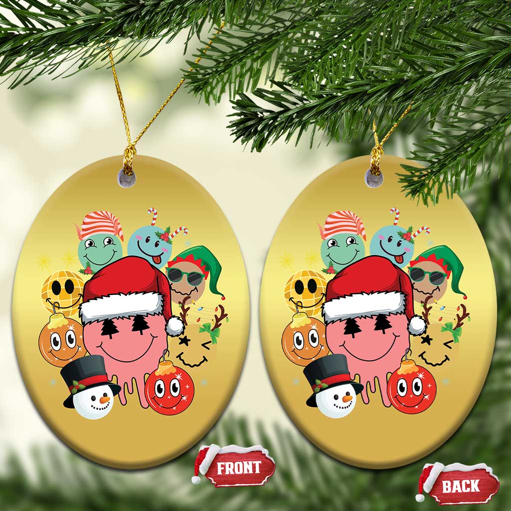 Funny Xmas Christmas Ornament Retro Groovy Xmas Tree Eye Face Reindeer Snowman Efl TS09