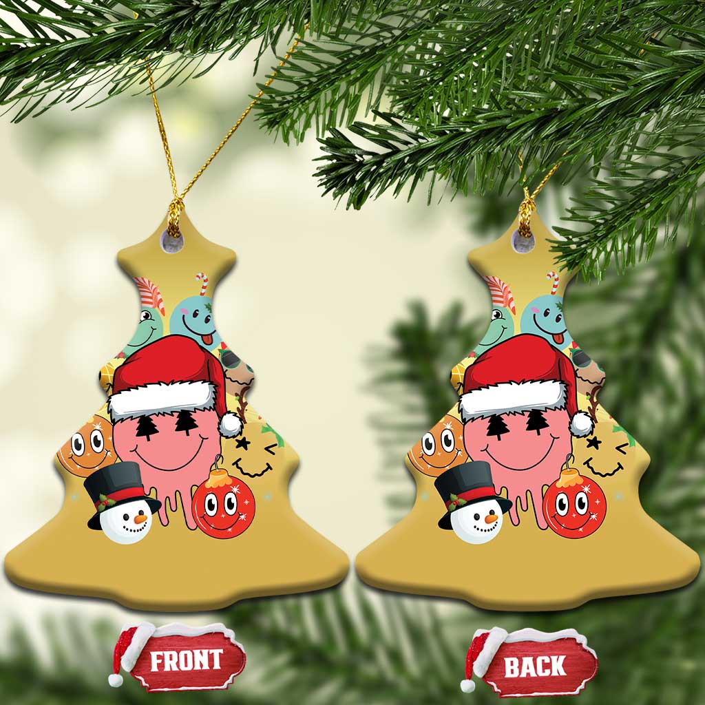 Funny Xmas Christmas Ornament Retro Groovy Xmas Tree Eye Face Reindeer Snowman Efl TS09