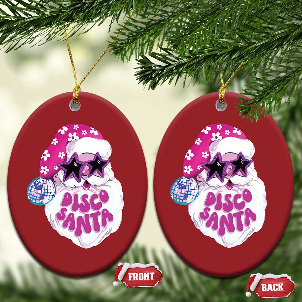 Funny Pink Disco Santa Retro Groovy Christmas Ornament TS09