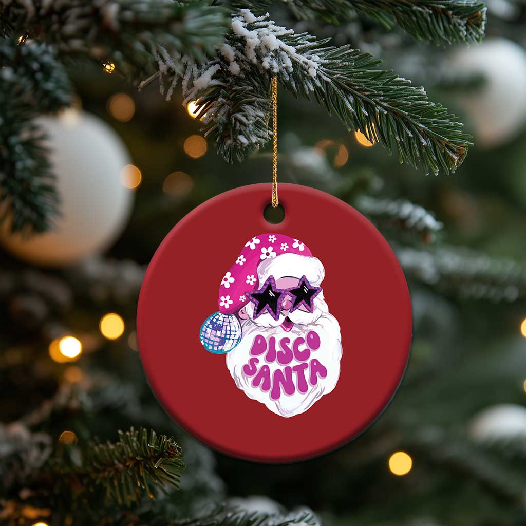 Funny Pink Disco Santa Retro Groovy Christmas Ornament TS09