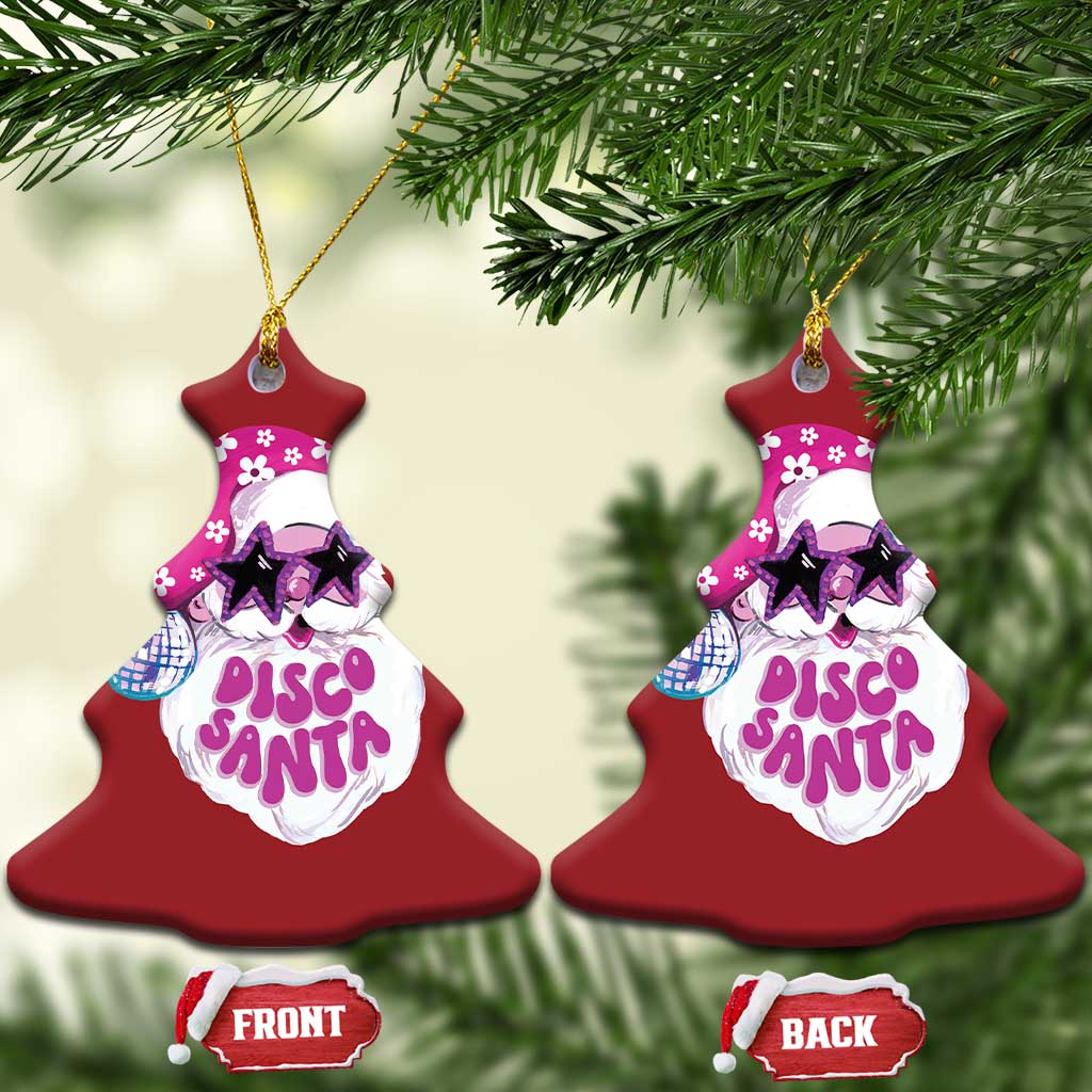 Funny Pink Disco Santa Retro Groovy Christmas Ornament TS09