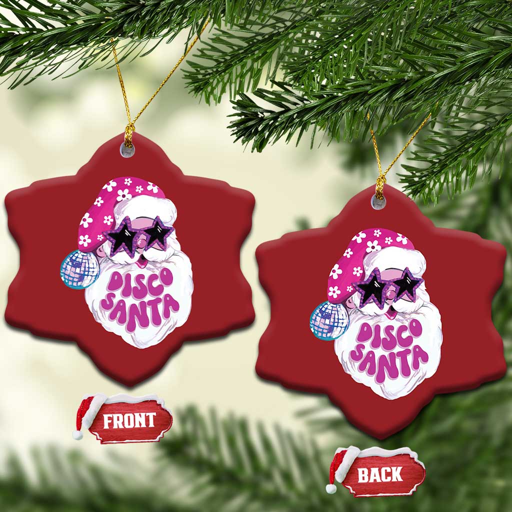 Funny Pink Disco Santa Retro Groovy Christmas Ornament TS09