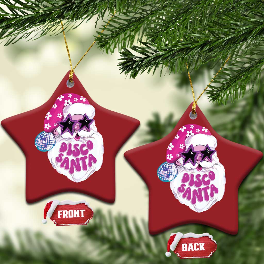 Funny Pink Disco Santa Retro Groovy Christmas Ornament TS09