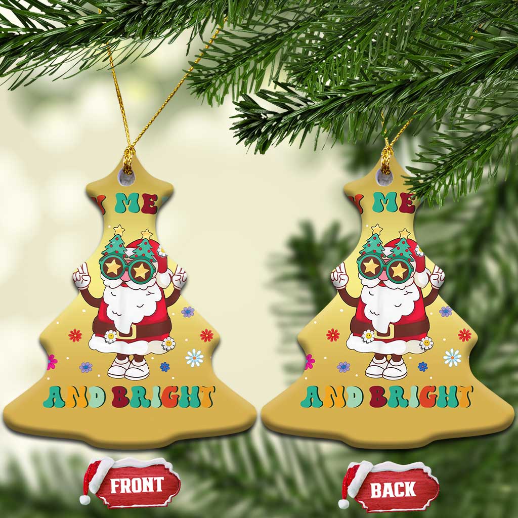 Stay Marry And Bright Groovy Christmas Hippie Santa Christmas Ornament TS09
