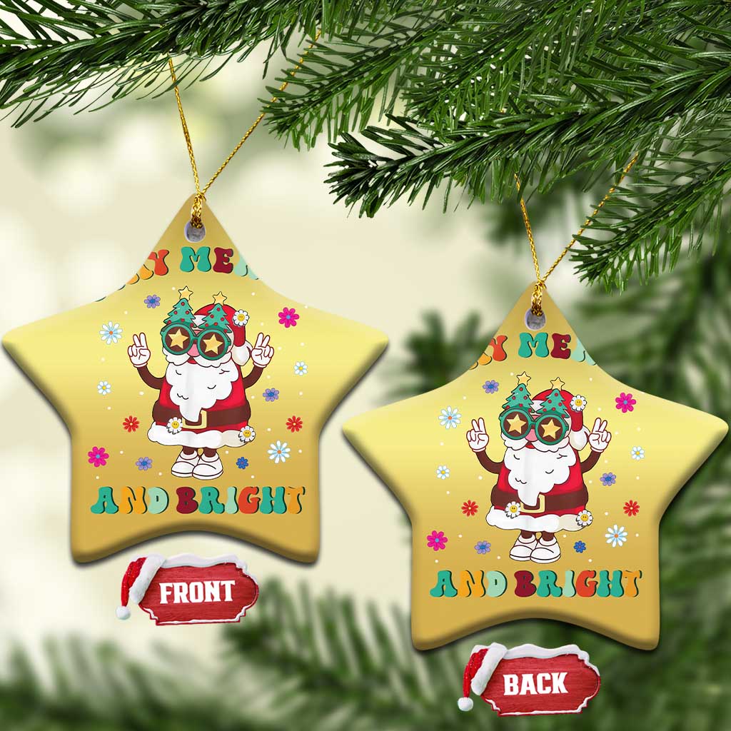 Stay Marry And Bright Groovy Christmas Hippie Santa Christmas Ornament TS09
