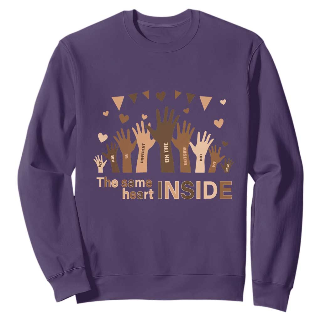 Black Civil Rights Sweatshirt We Can Be Different On The Outside But We Have The Same Heart Black History Month TS09