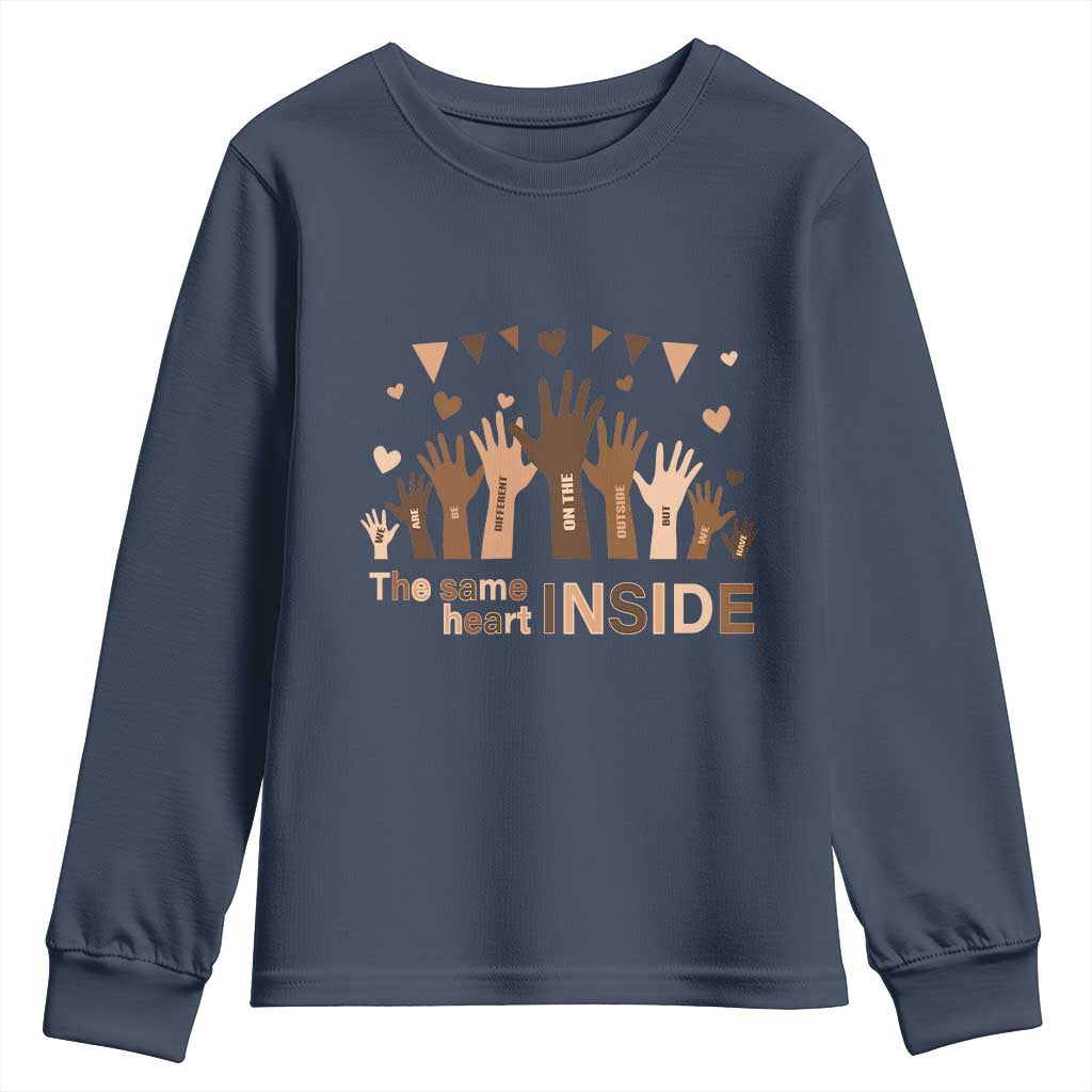 Black Civil Rights Youth Sweatshirt We Can Be Different On The Outside But We Have The Same Heart Black History Month TS09