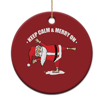 Funny Xmas Yoga Christmas Ornament Keep Calm And Merry On TS09