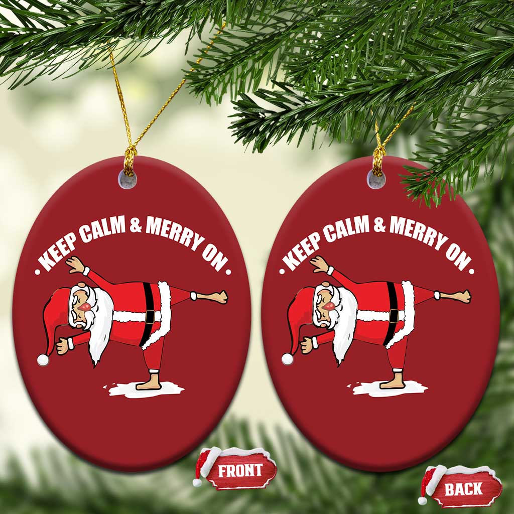 Funny Xmas Yoga Christmas Ornament Keep Calm And Merry On TS09