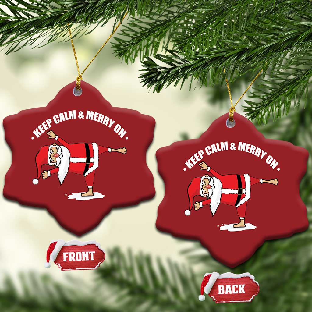 Funny Xmas Yoga Christmas Ornament Keep Calm And Merry On TS09