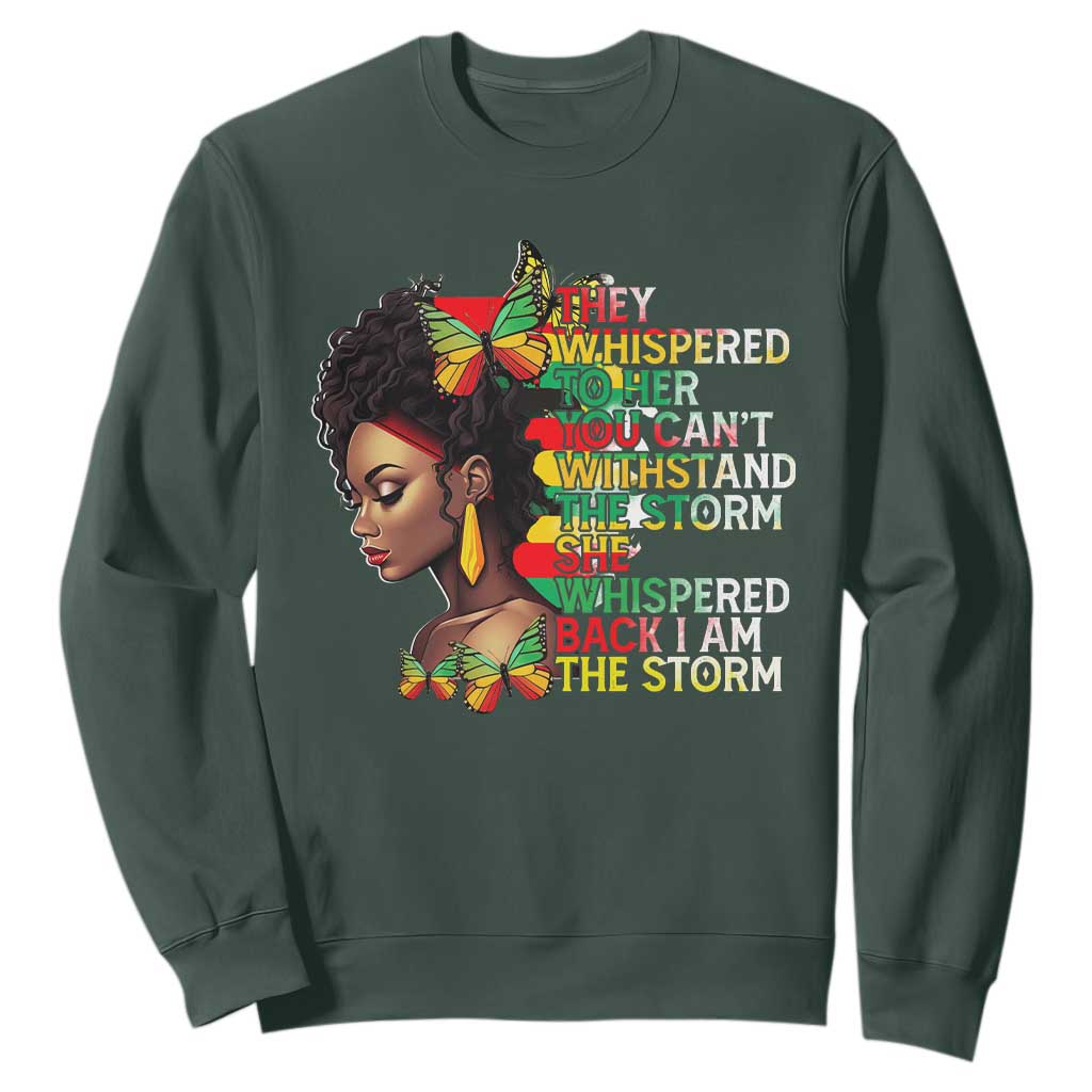 African Women Black History Month Sweatshirt She Whispered Back I Am The Storm TS09