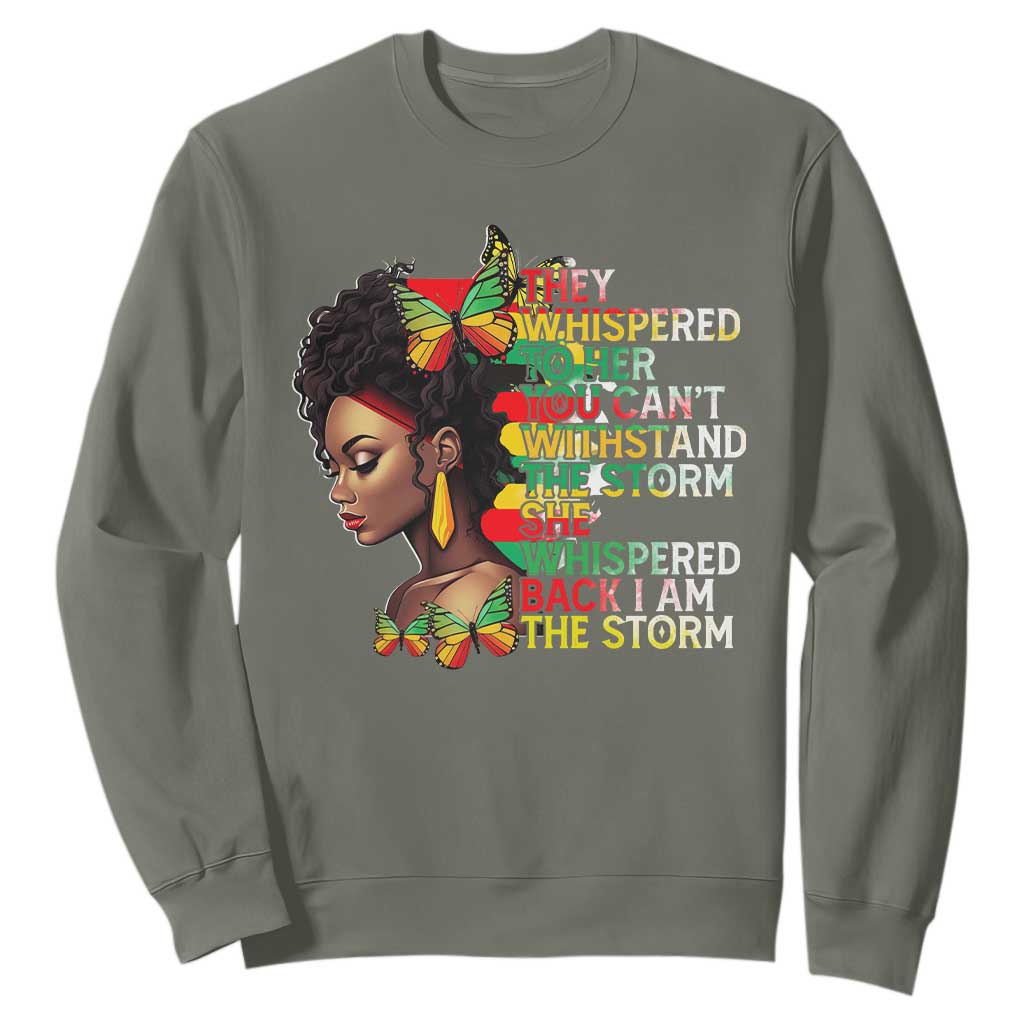 African Women Black History Month Sweatshirt She Whispered Back I Am The Storm TS09
