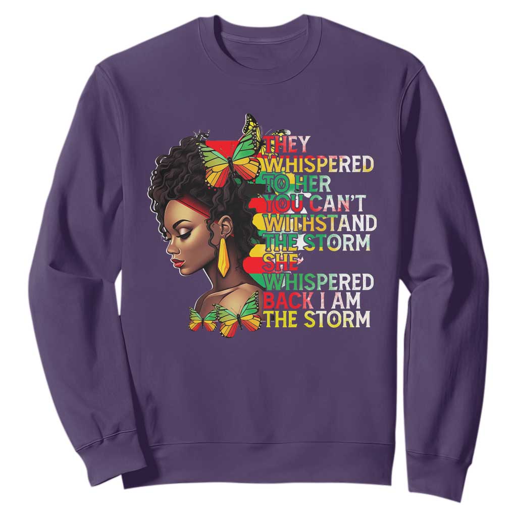 African Women Black History Month Sweatshirt She Whispered Back I Am The Storm TS09