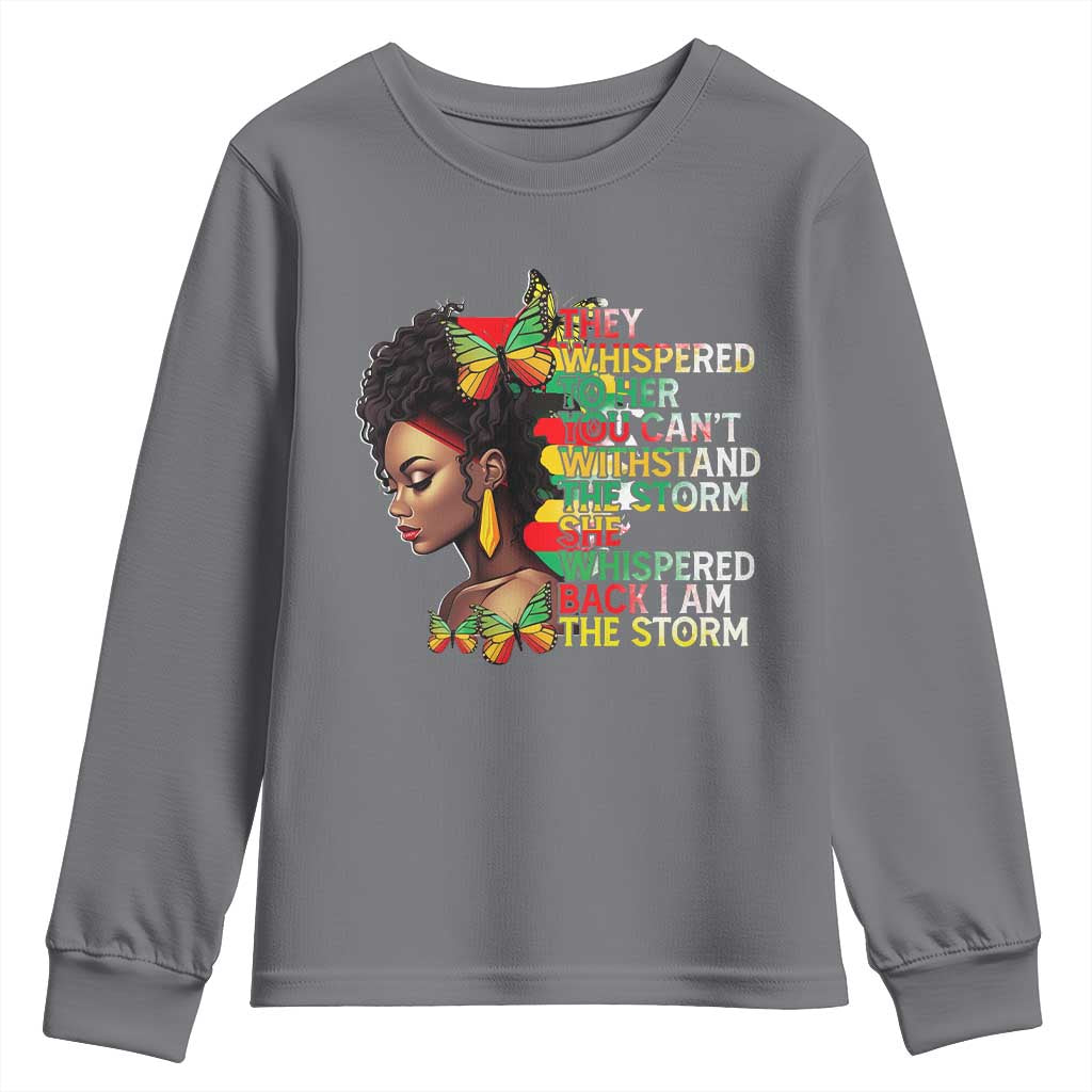 African Women Black History Month Youth Sweatshirt She Whispered Back I Am The Storm TS09