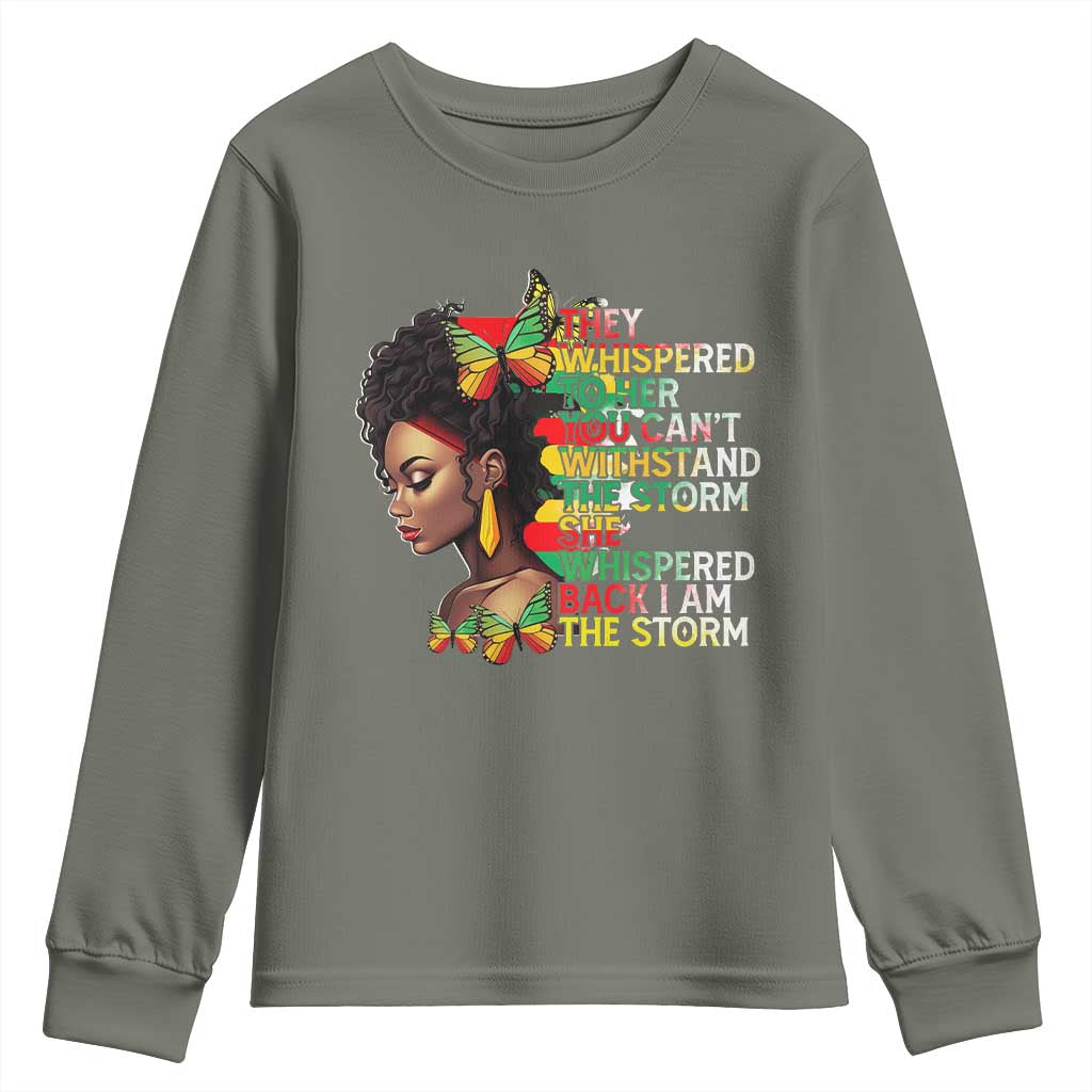 African Women Black History Month Youth Sweatshirt She Whispered Back I Am The Storm TS09