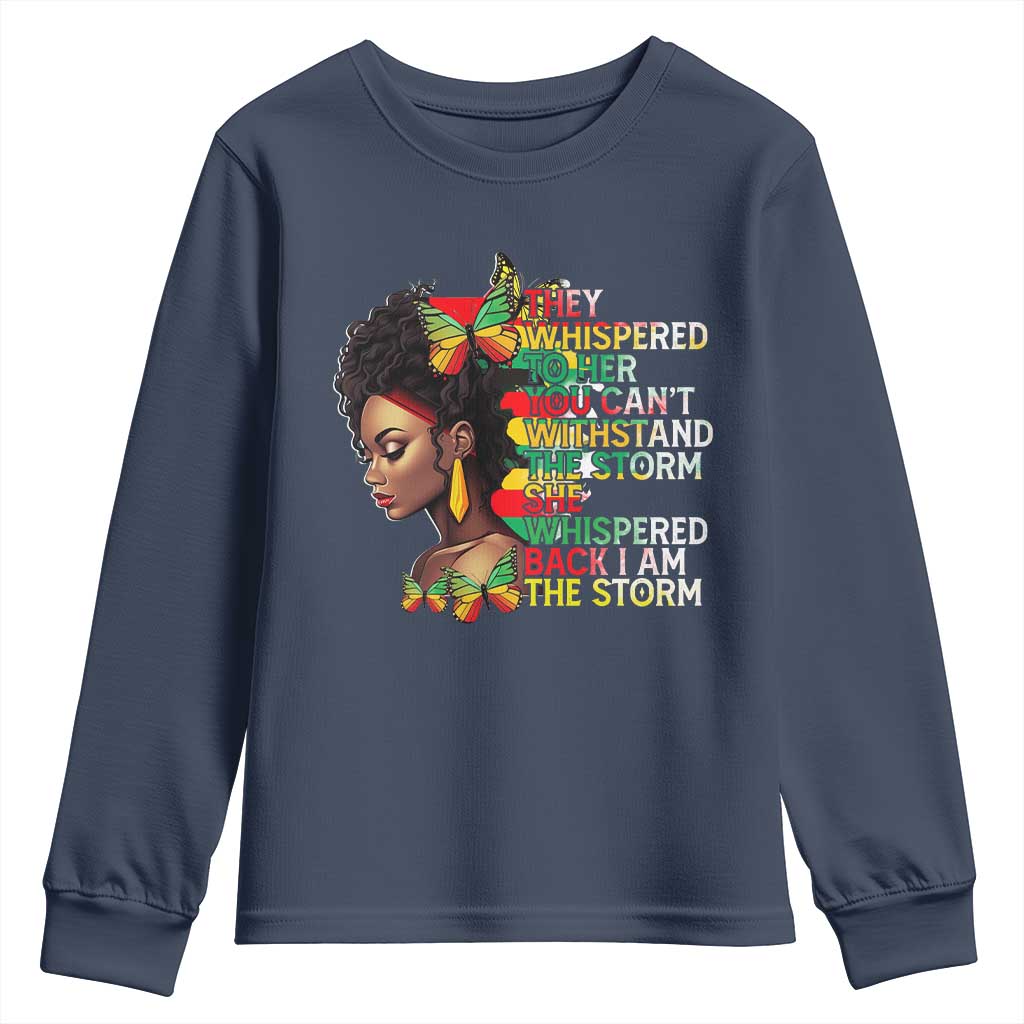 African Women Black History Month Youth Sweatshirt She Whispered Back I Am The Storm TS09