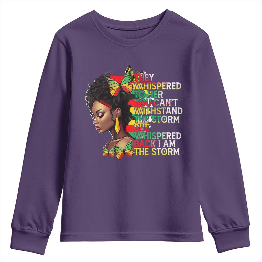 African Women Black History Month Youth Sweatshirt She Whispered Back I Am The Storm TS09