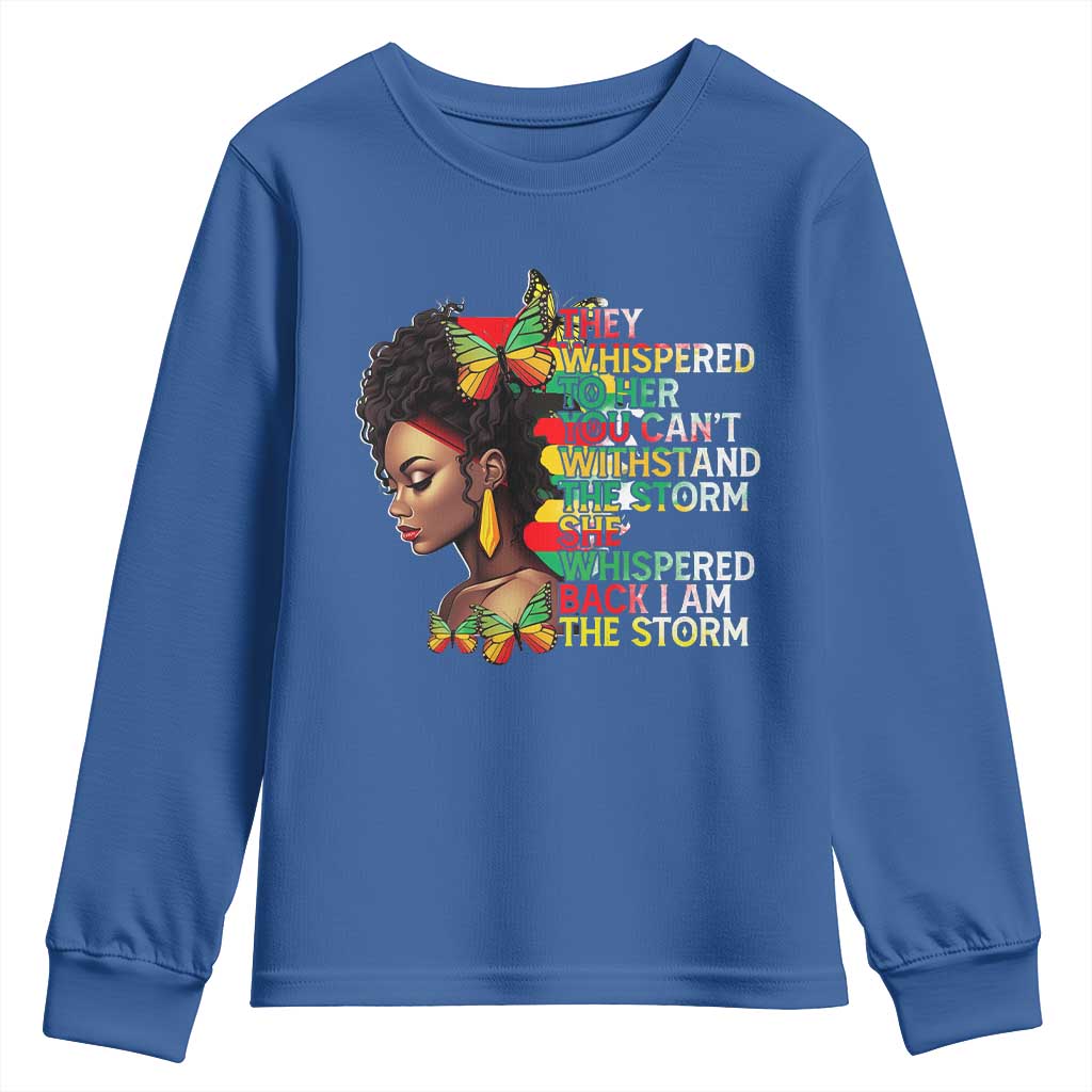African Women Black History Month Youth Sweatshirt She Whispered Back I Am The Storm TS09