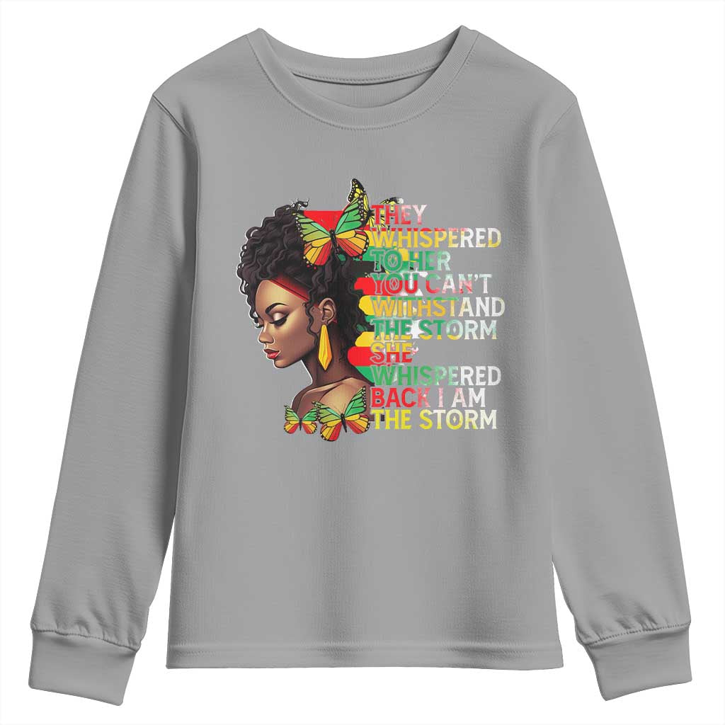 African Women Black History Month Youth Sweatshirt She Whispered Back I Am The Storm TS09