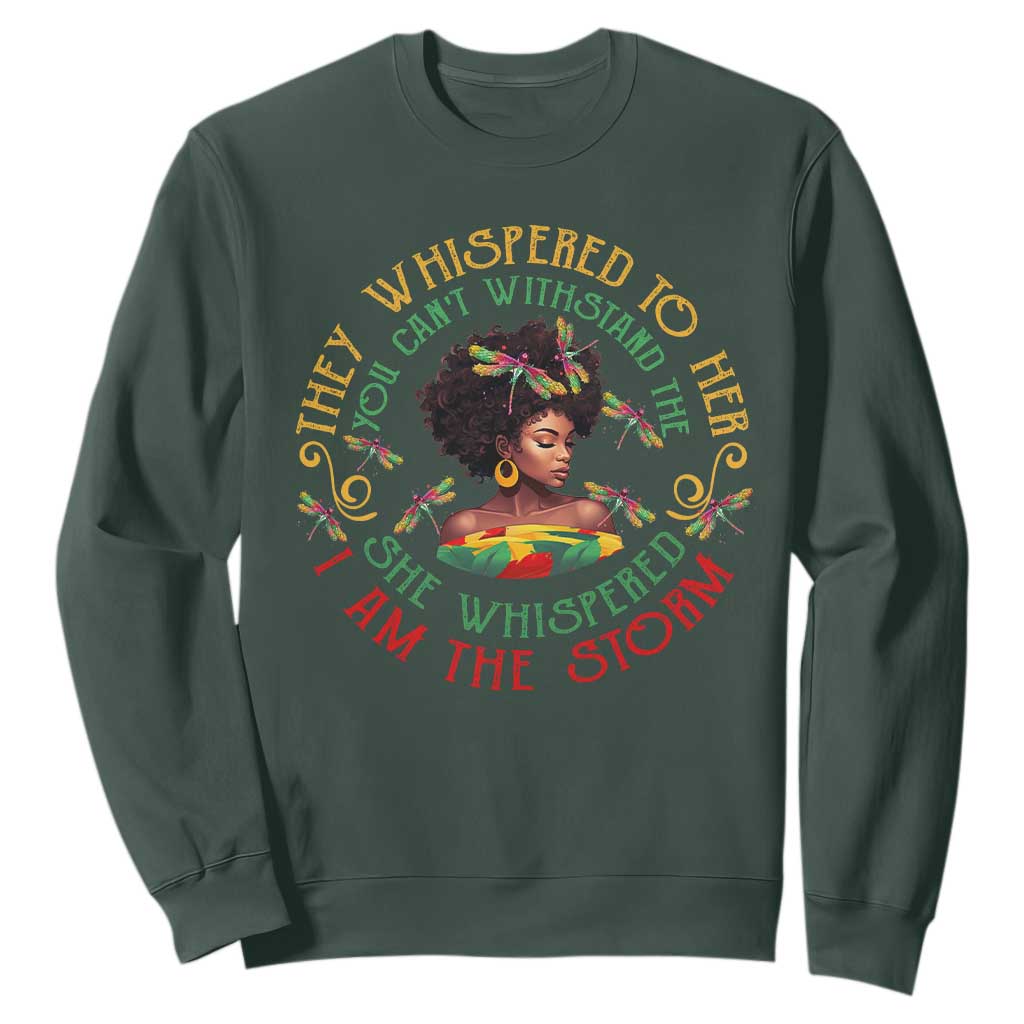 African Women Black History Month Sweatshirt Dragon Fly She Whispered Back I Am The Storm TS09