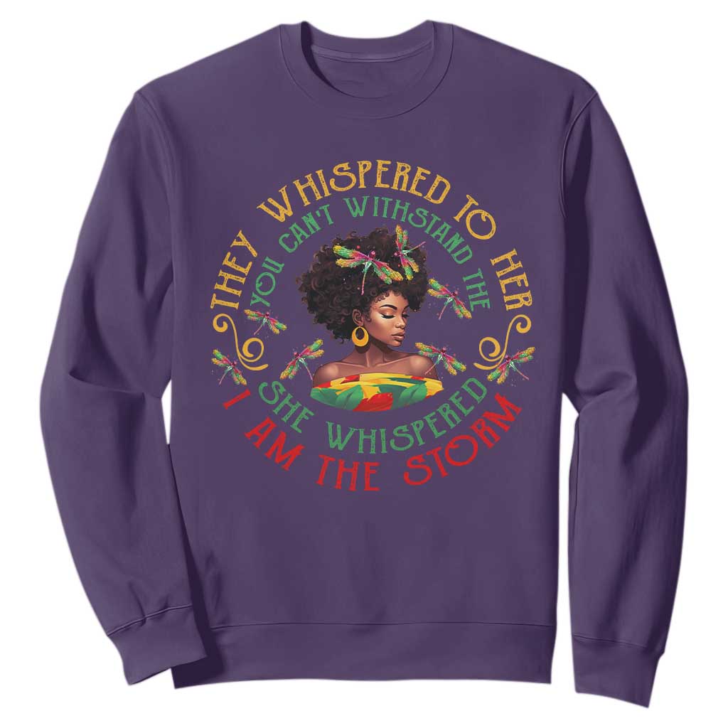 African Women Black History Month Sweatshirt Dragon Fly She Whispered Back I Am The Storm TS09