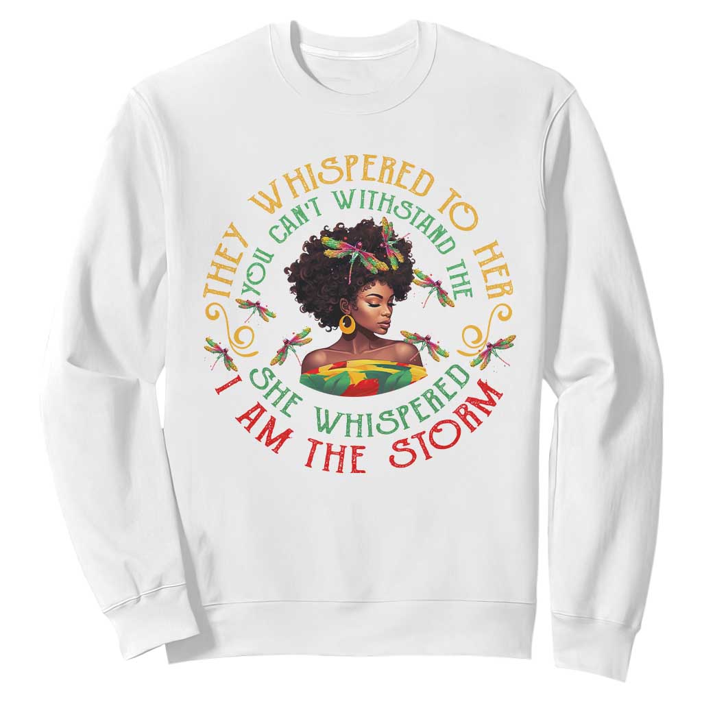 African Women Black History Month Sweatshirt Dragon Fly She Whispered Back I Am The Storm TS09