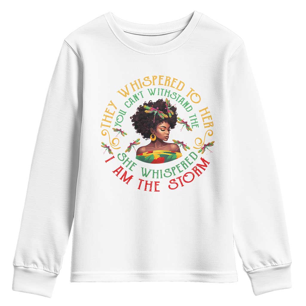 African Women Black History Month Youth Sweatshirt Dragon Fly She Whispered Back I Am The Storm TS09
