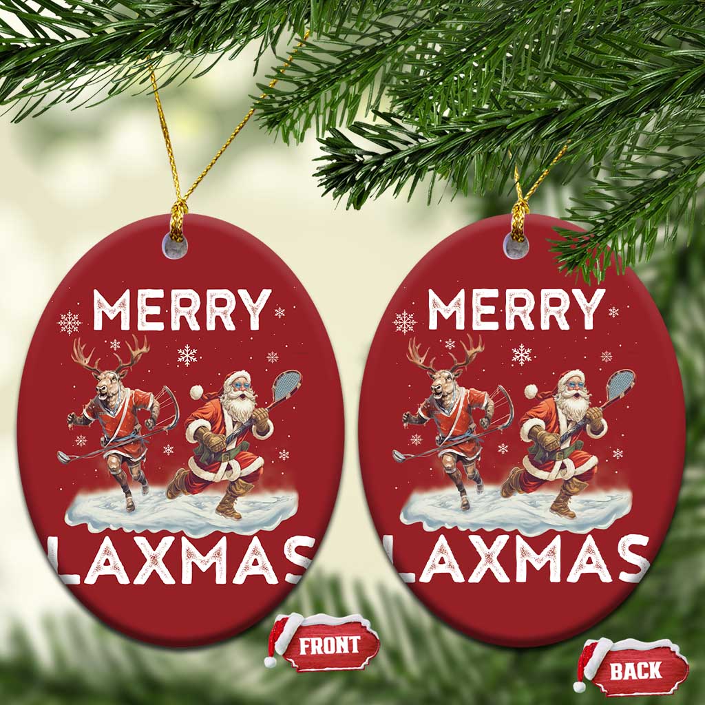 Xmas Lacrosse Christmas Ornament Merry LAXMAS Santa Reindeer Lacrosse Player TS09