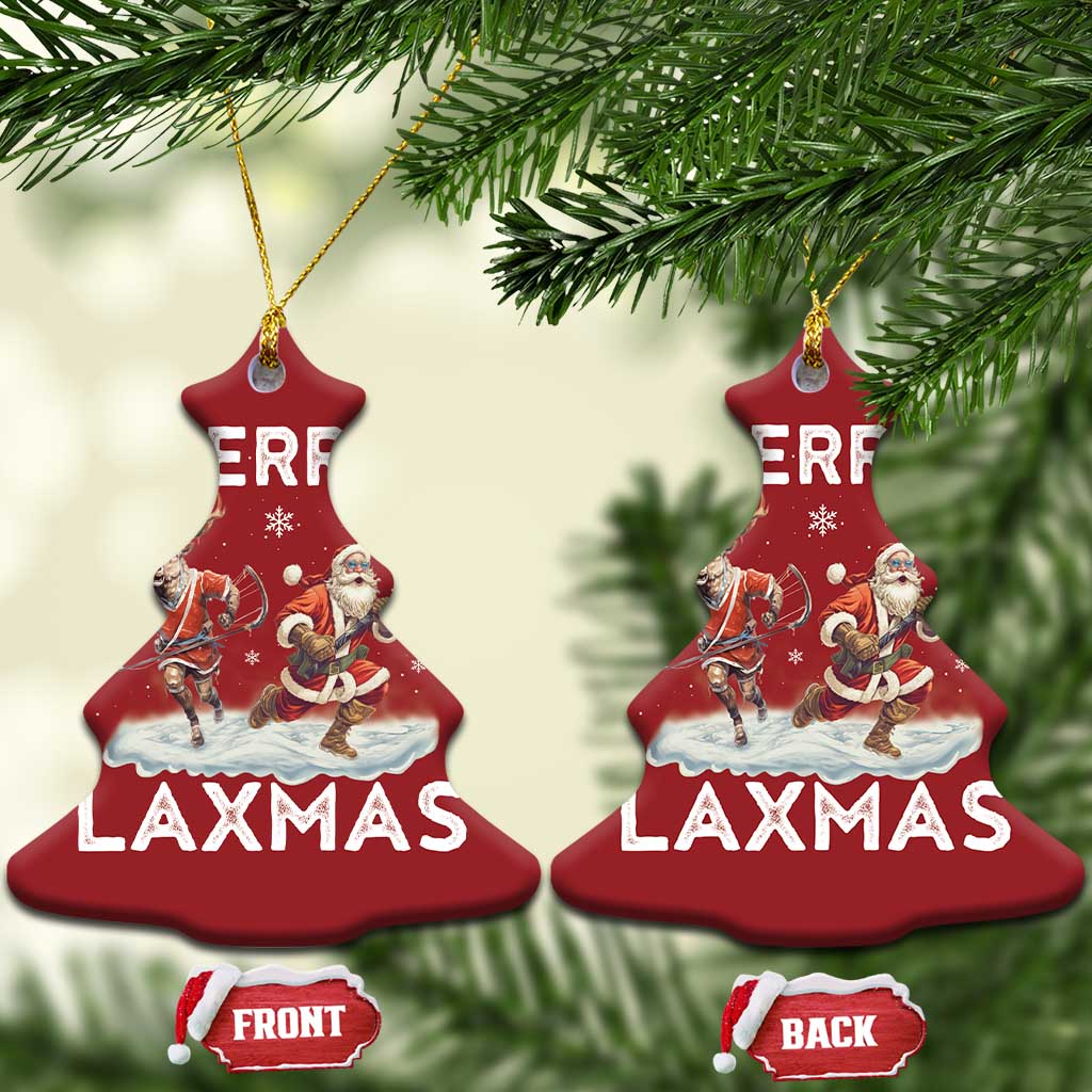 Xmas Lacrosse Christmas Ornament Merry LAXMAS Santa Reindeer Lacrosse Player TS09