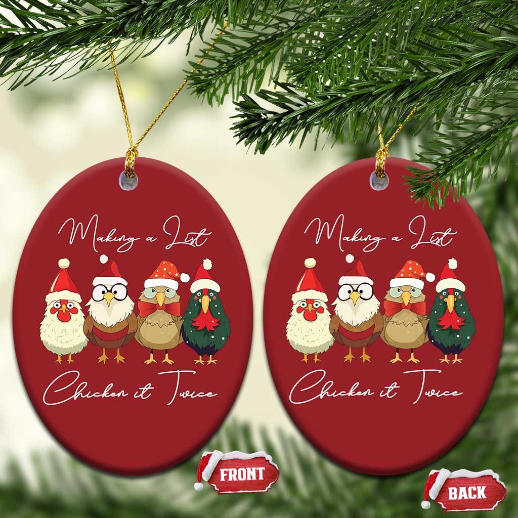 Funny Xmas Farmer Christmas Ornament Making A List Chicken It Twice TS09