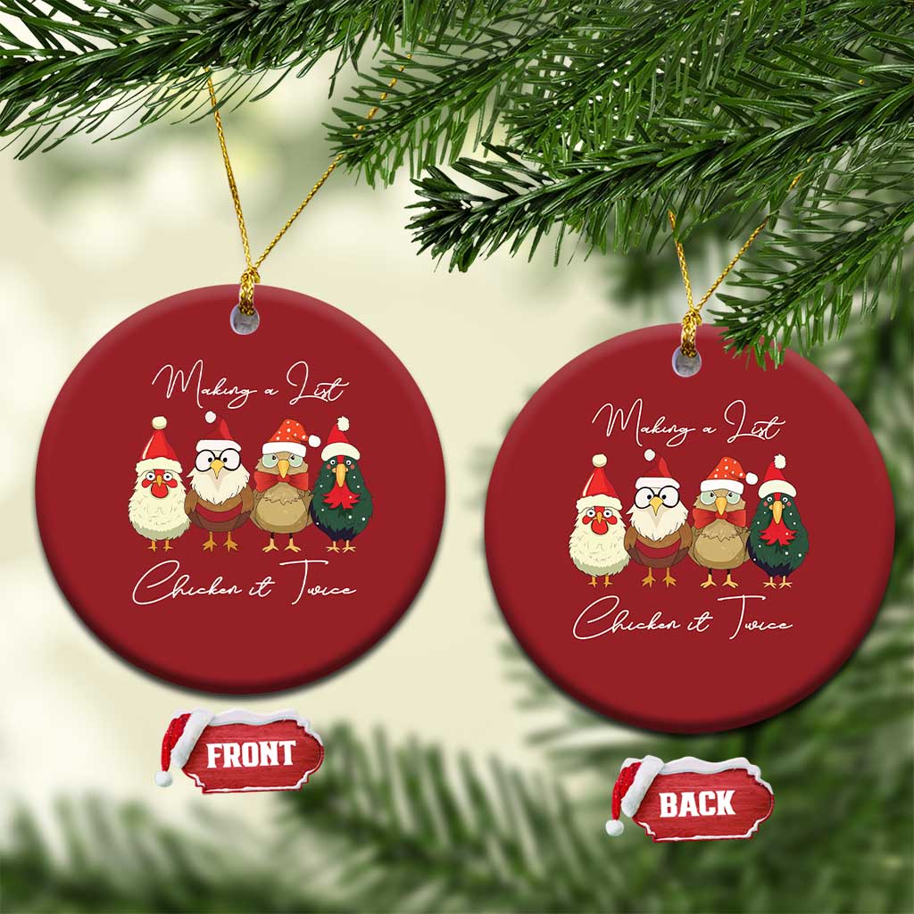 Funny Xmas Farmer Christmas Ornament Making A List Chicken It Twice TS09