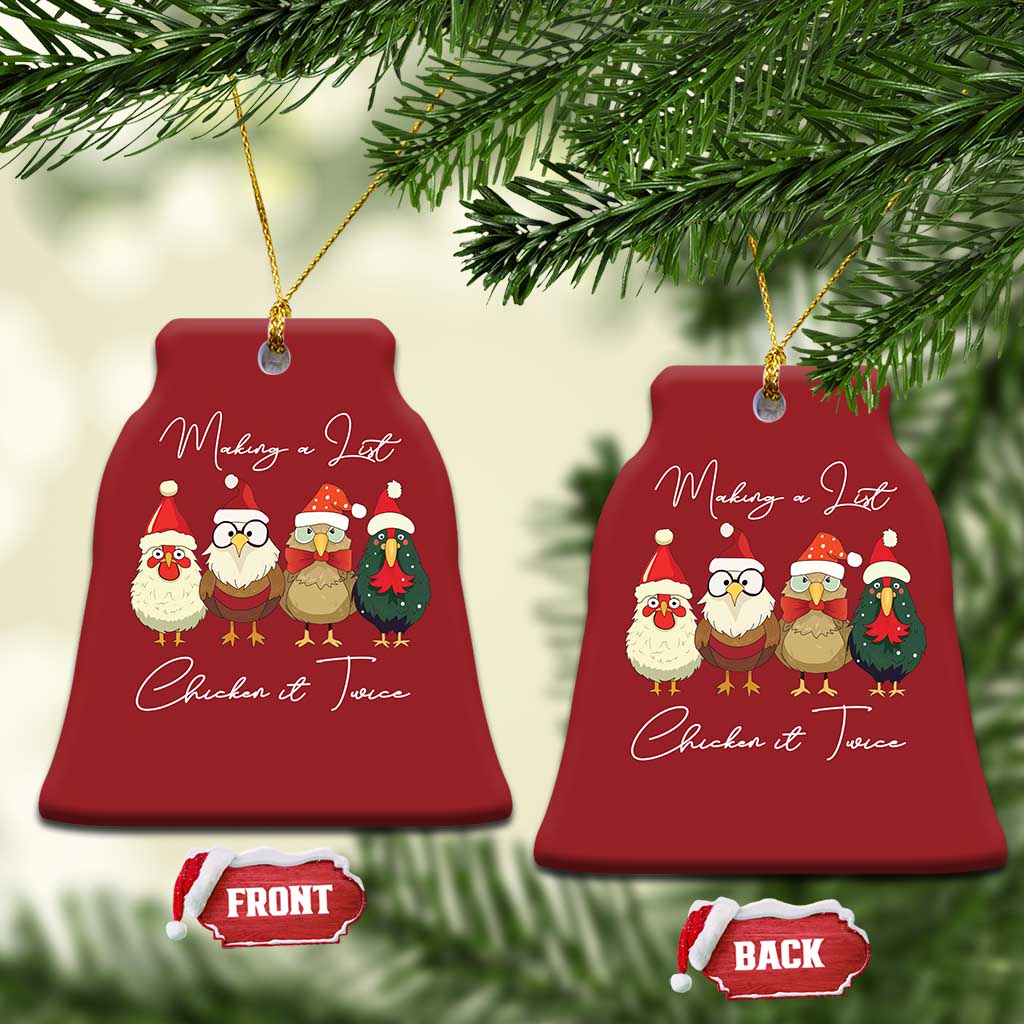 Funny Xmas Farmer Christmas Ornament Making A List Chicken It Twice TS09