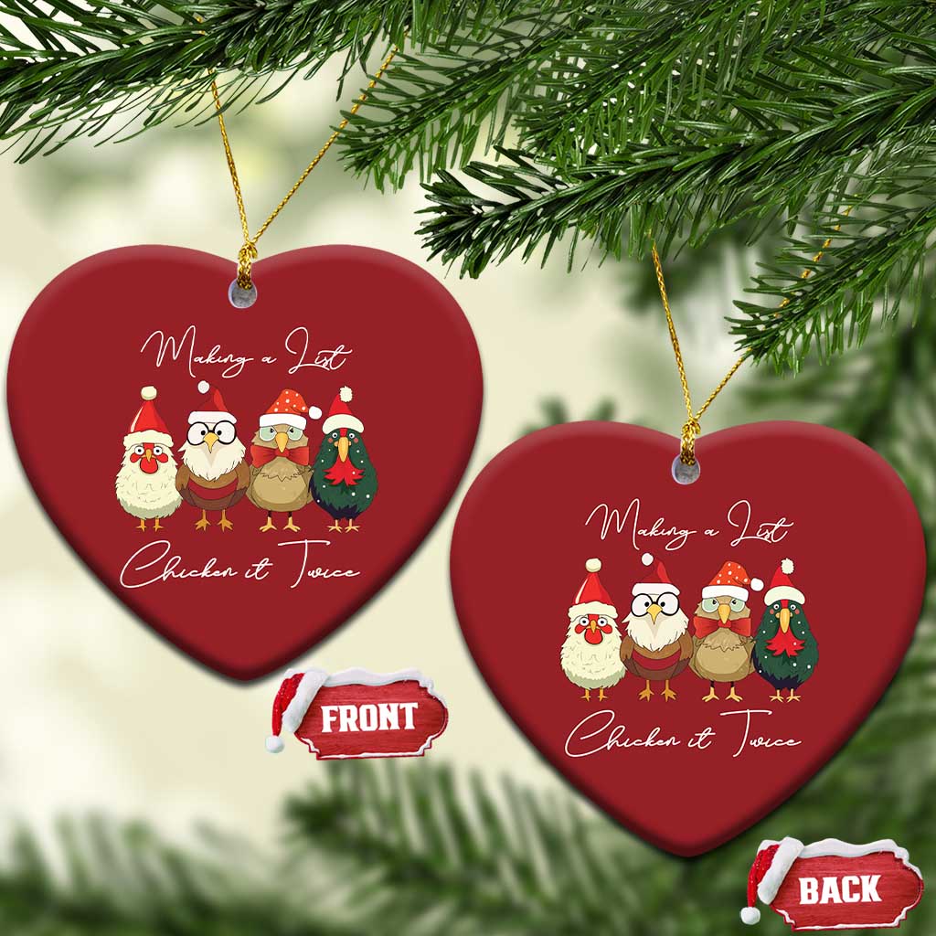 Funny Xmas Farmer Christmas Ornament Making A List Chicken It Twice TS09