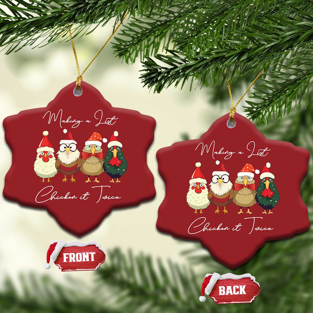 Funny Xmas Farmer Christmas Ornament Making A List Chicken It Twice TS09