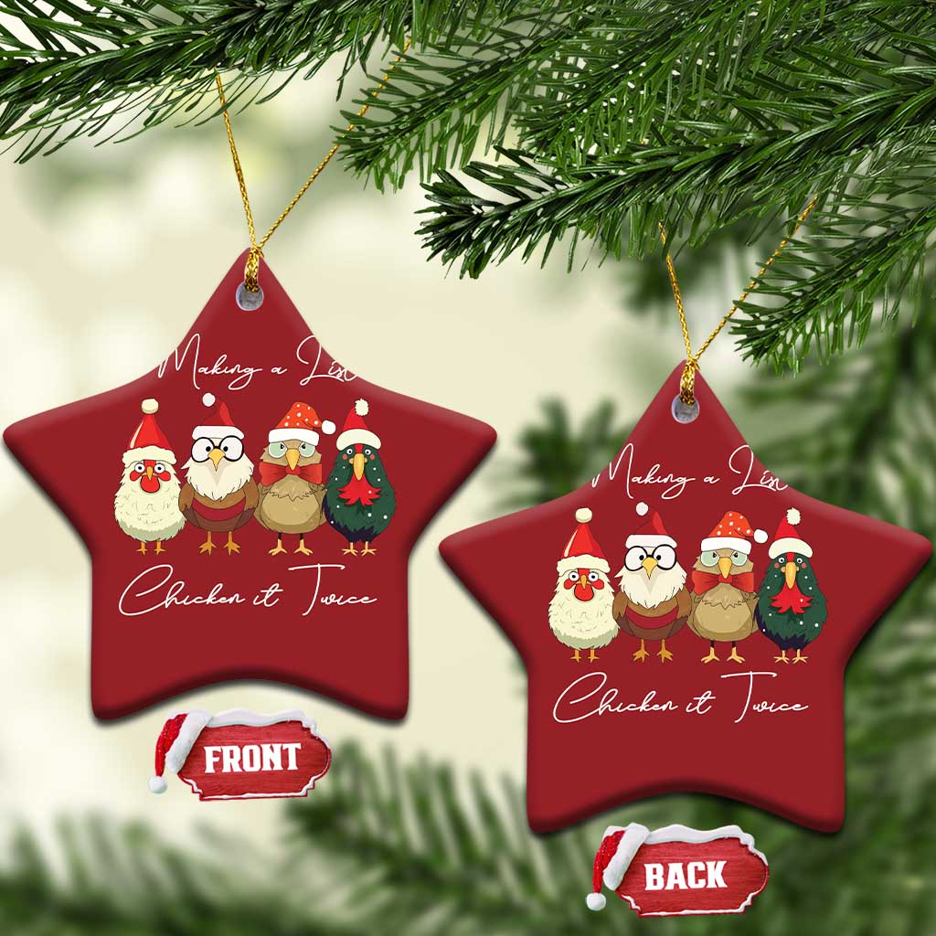 Funny Xmas Farmer Christmas Ornament Making A List Chicken It Twice TS09